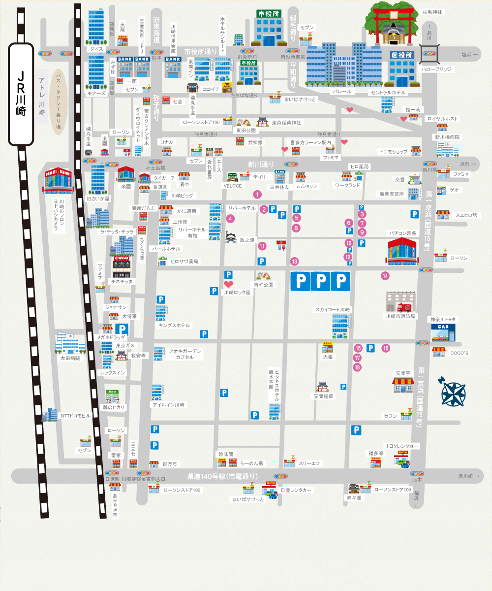 川崎(南町)ソープ・風俗MAP｜川崎ソープ口コミ・ランキング「ホリラン」